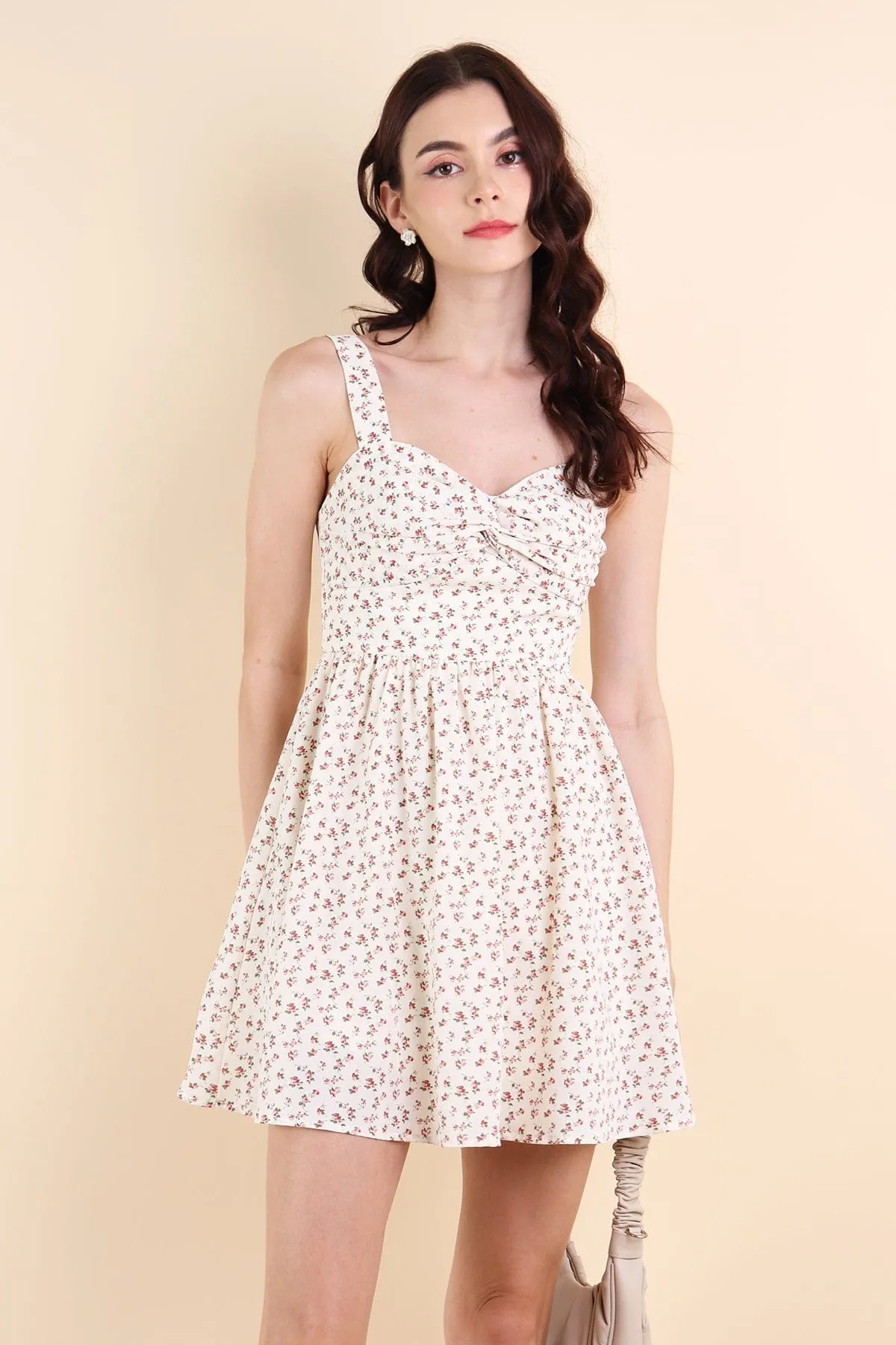 CLOVER FLORAL ROMPER DRESS IN CREAM