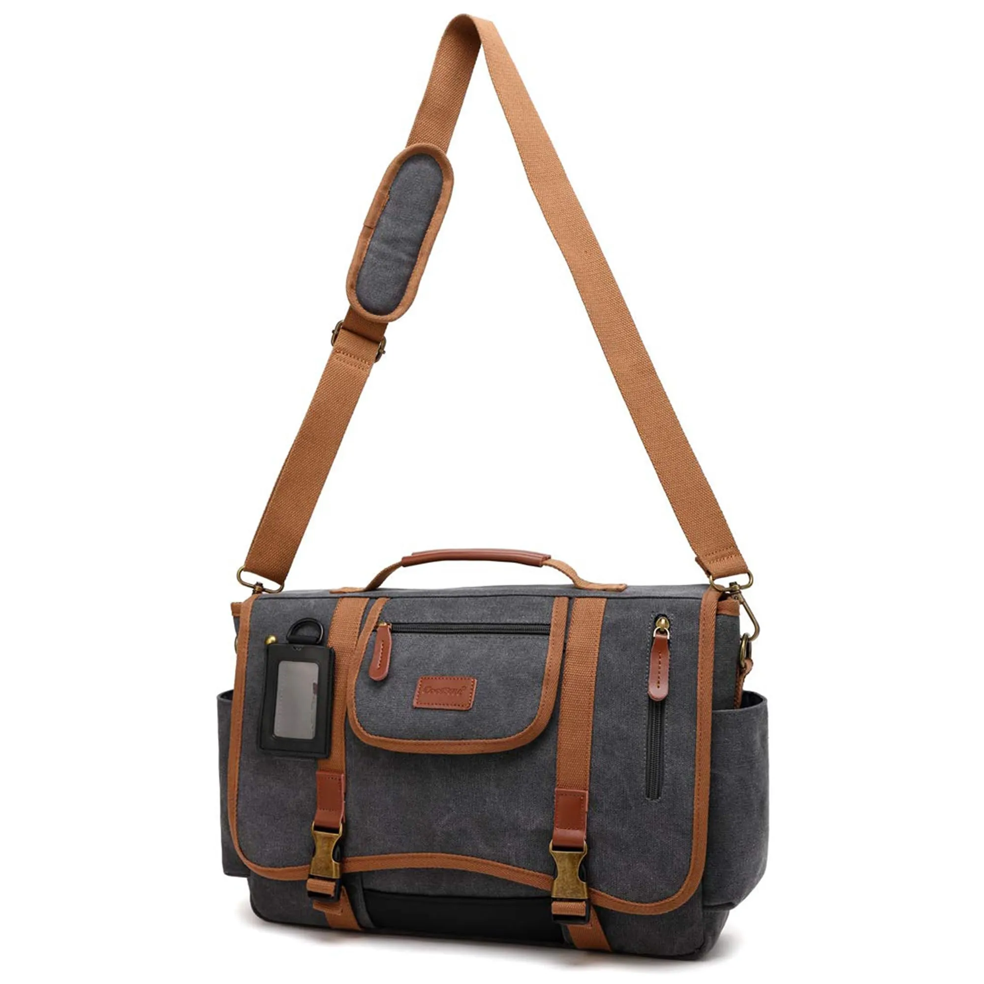 Clownfish Laptop Messenger Bag | Canvas Material | Water Resistant Unisex Laptop Messenger Bag| Office Laptop Messenger | Laptop Bag for Men's & Women's | 15.6 inch | 11 ltr Capacity | Grey