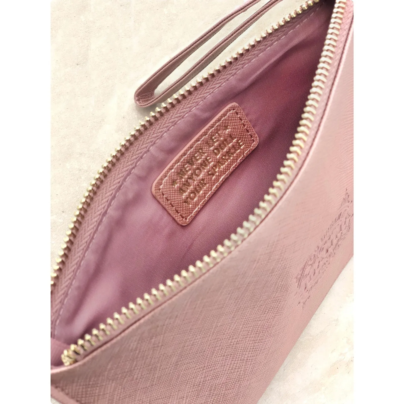 Clutch Bag With Handle & Embossed Text "Victoria"