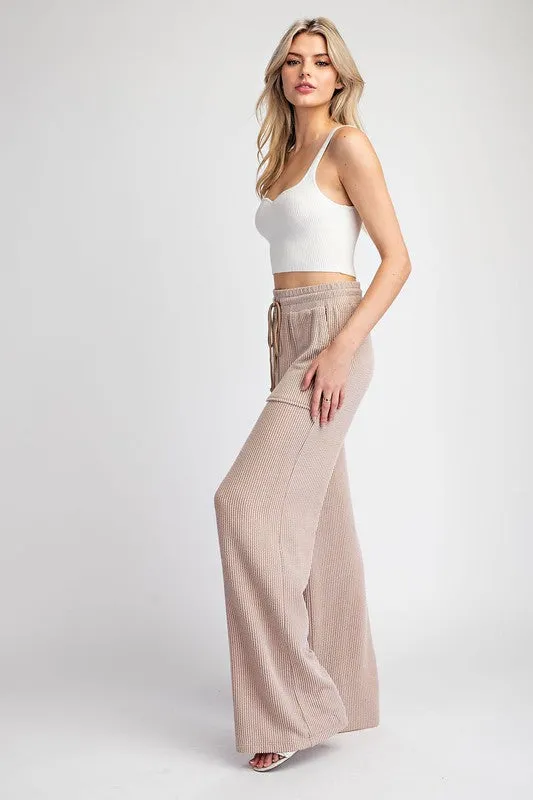 Coco Textured Drawstring Straight Leg Pants