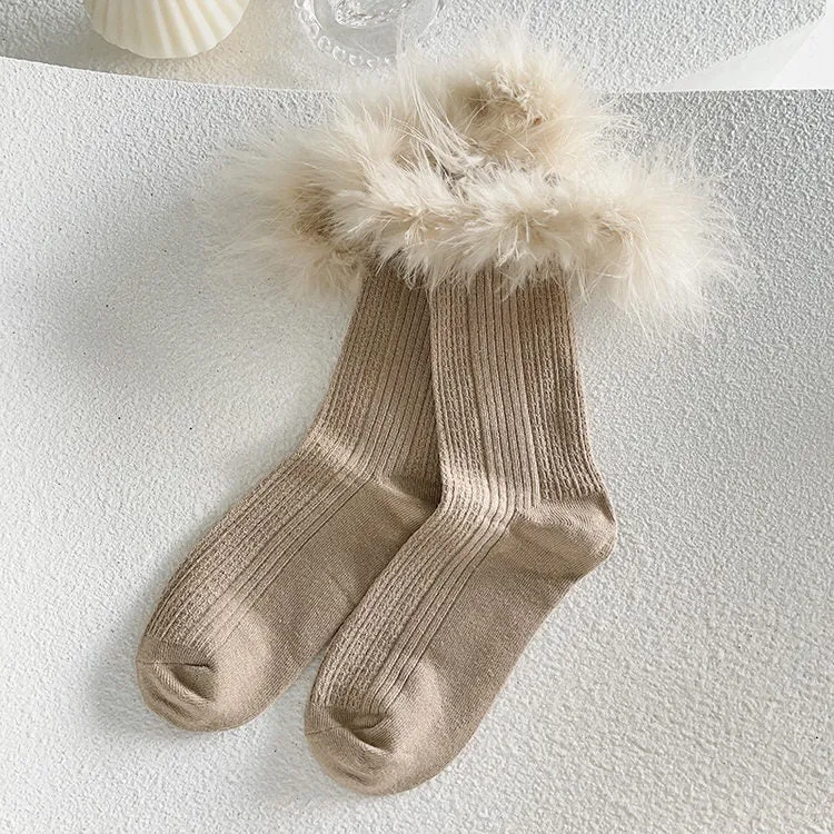 Coffee Cream Fluffy Socks