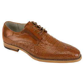 Cognac men's lace-up shoes genuine leather