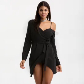 Cold Shoulder Wrap Short Dress