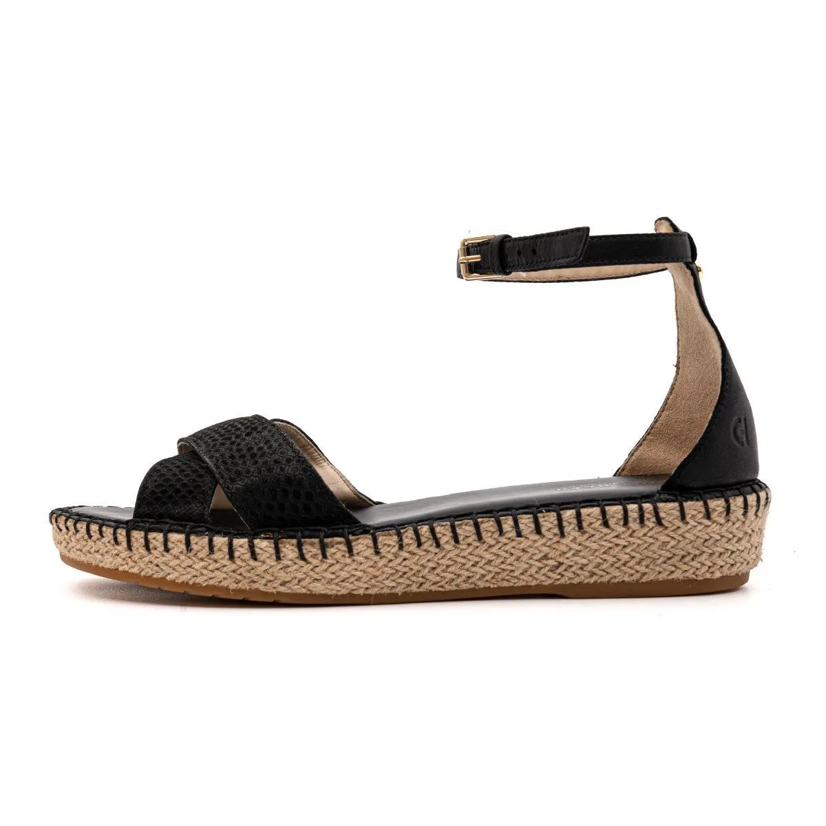 Cole Haan Cloudfeel Sandals Espadrilles Leather Black Colour For Women