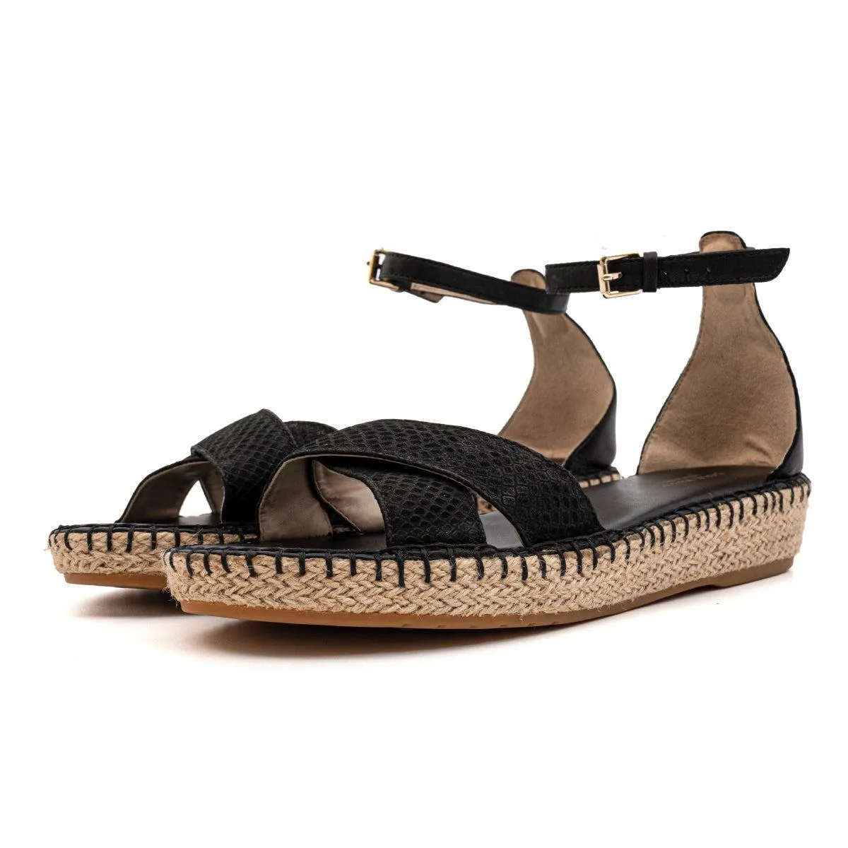 Cole Haan Cloudfeel Sandals Espadrilles Leather Black Colour For Women