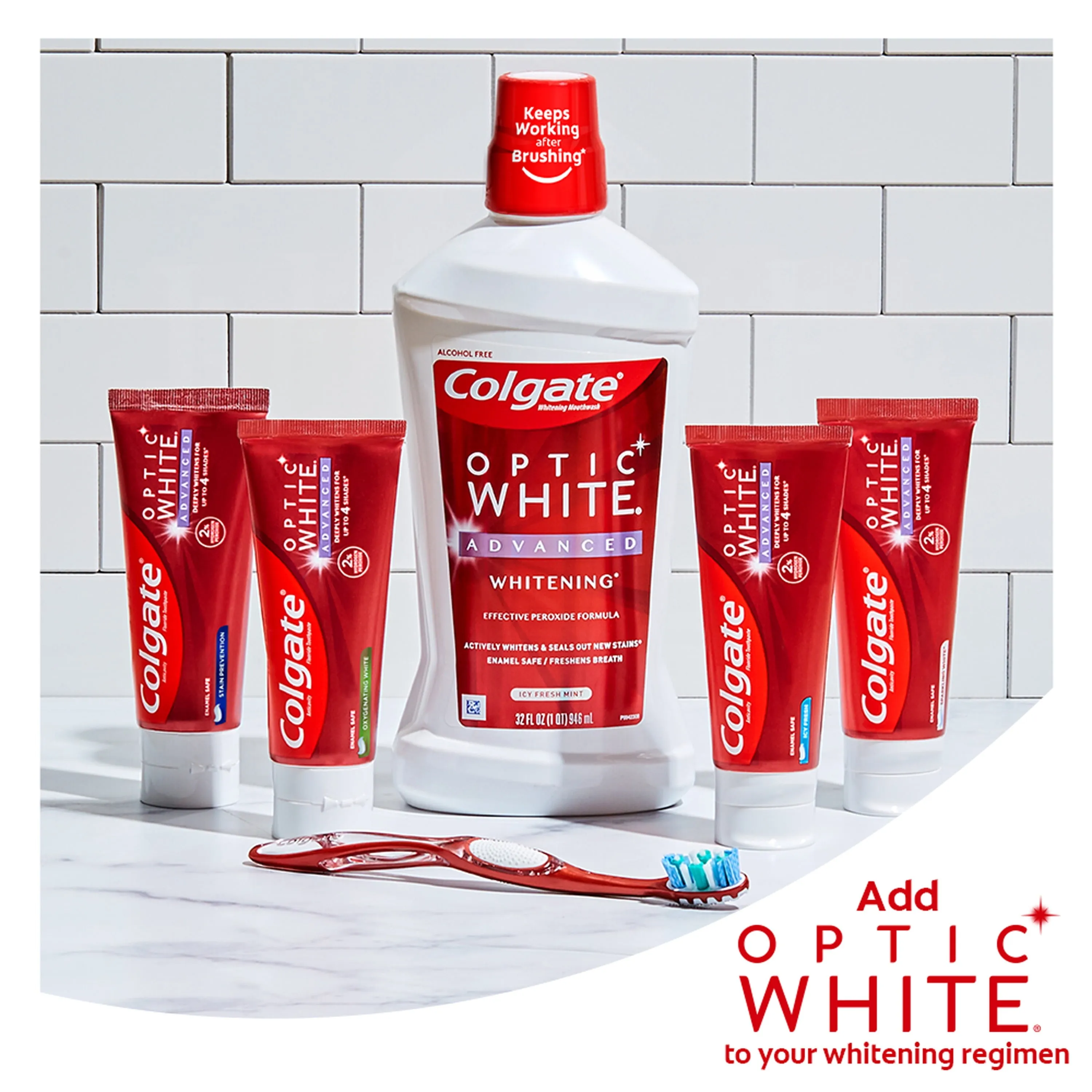 Colgate Optic White Advanced Hydrogen Peroxide Toothpaste, Oxygenating White, 2 Pack, 3.2 oz