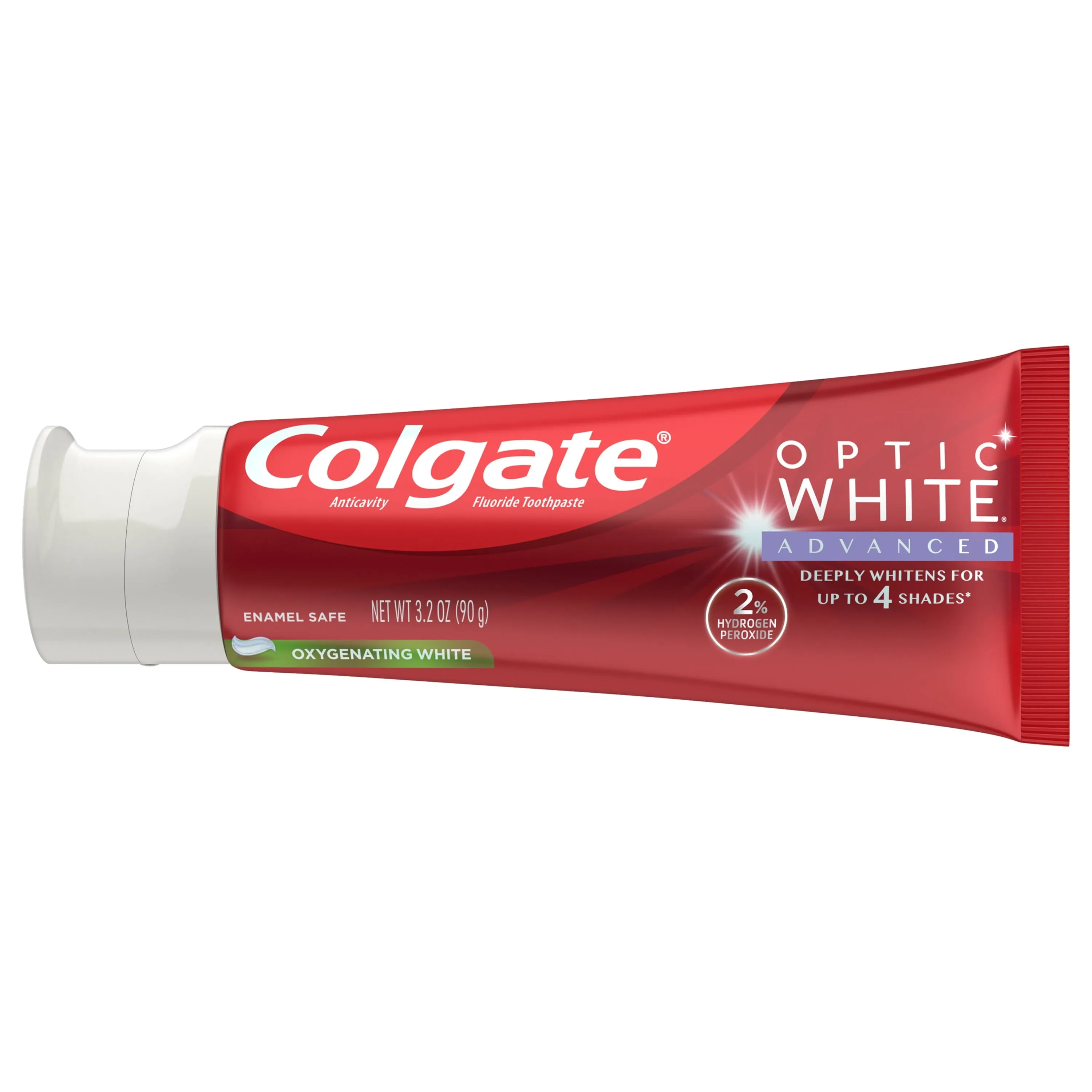 Colgate Optic White Advanced Hydrogen Peroxide Toothpaste, Oxygenating White, 3.2 oz