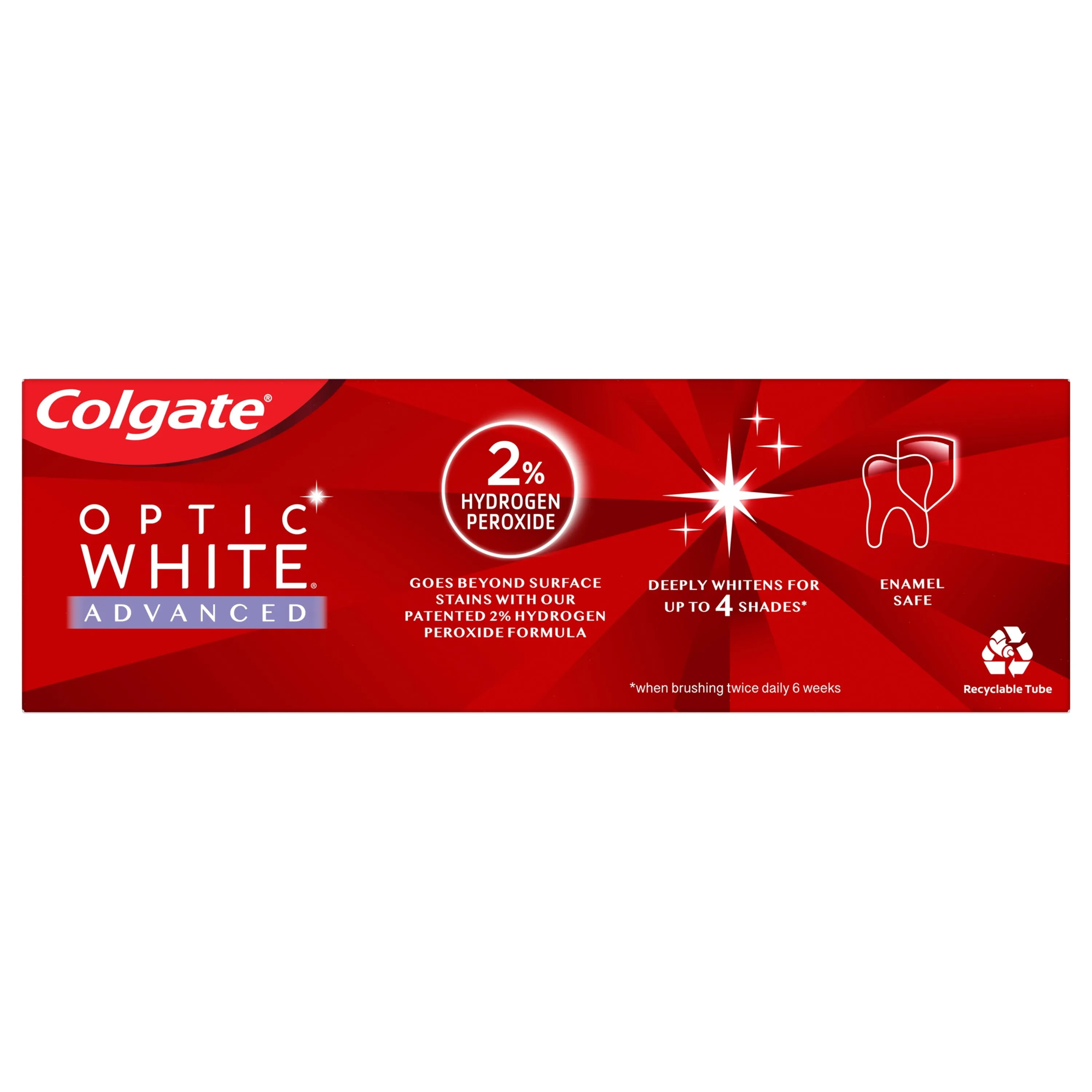 Colgate Optic White Advanced Hydrogen Peroxide Toothpaste, Oxygenating White, 3.2 oz