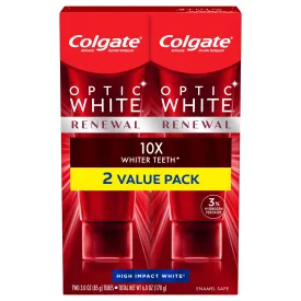 Colgate Optic White Renewal Teeth Whitening Toothpaste, High Impact White, 3 Oz, 2 Pack