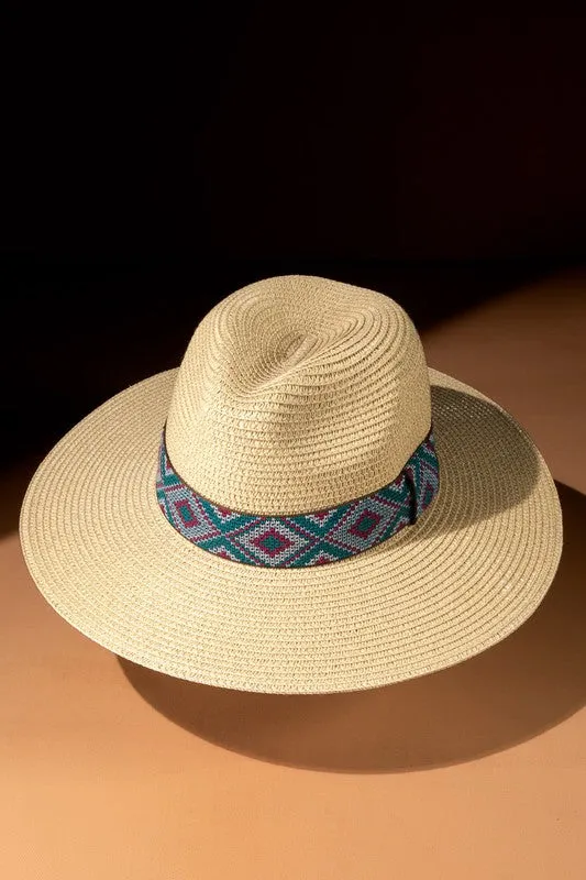 Colorful Ethnic Band Panama Hat