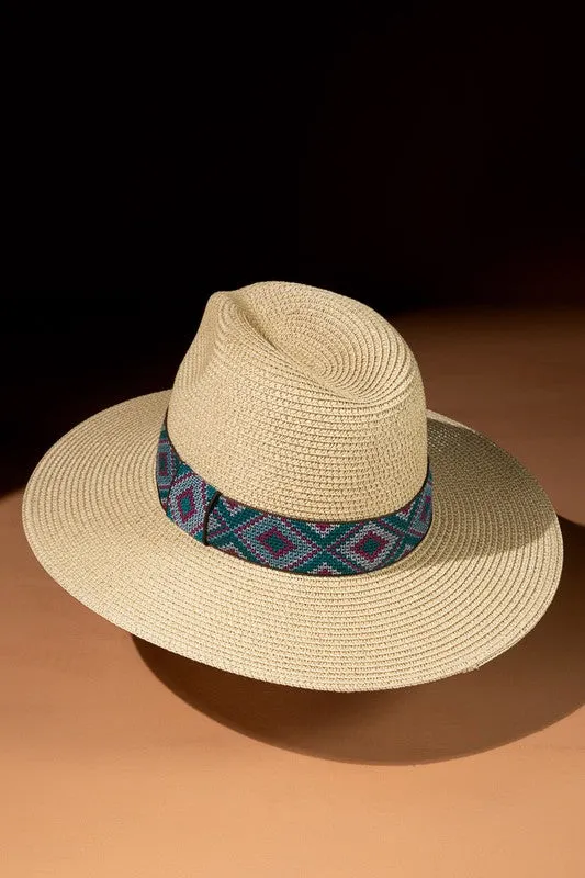 Colorful Ethnic Band Panama Hat