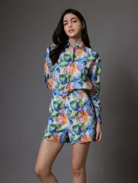 Colourful Abstract-Print Co-ord Shorts Set