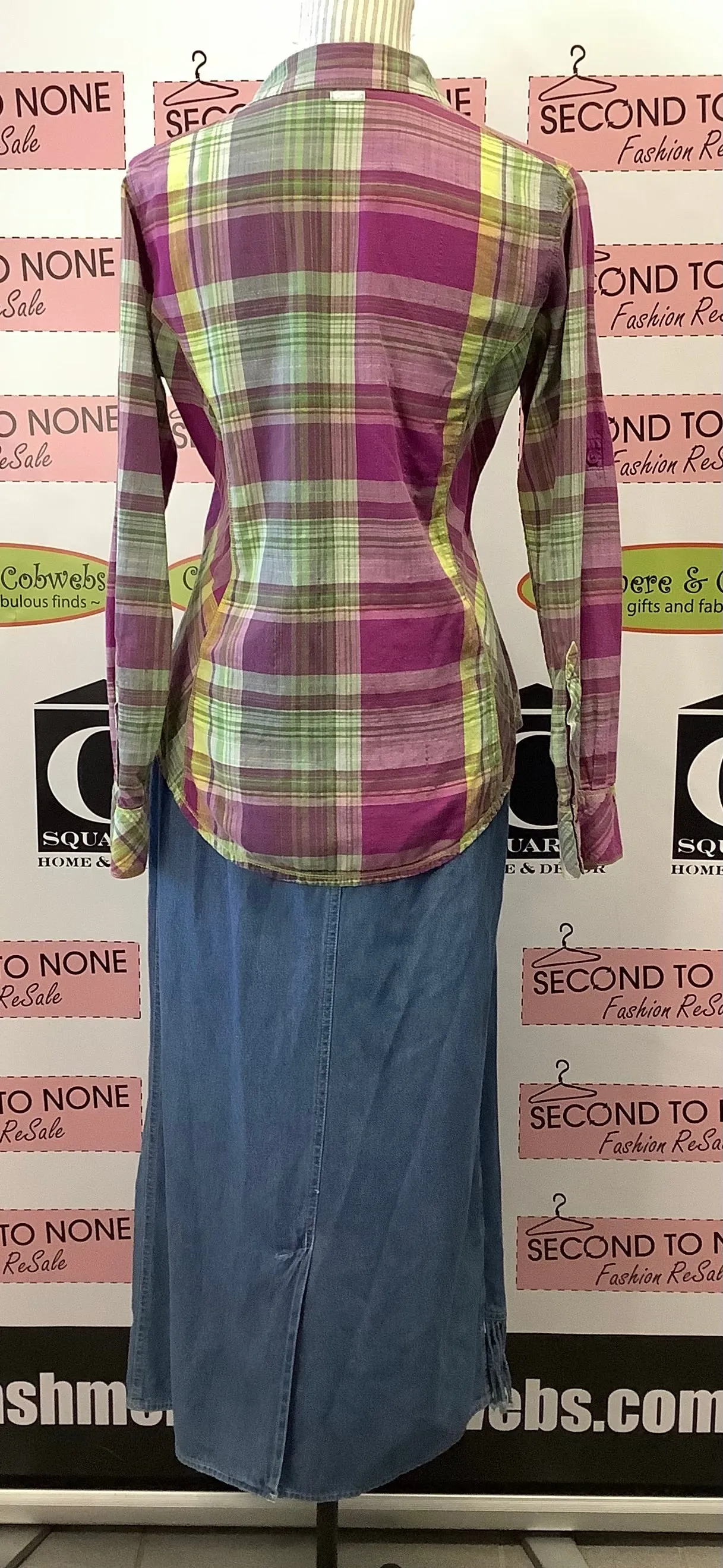 Columbia Pink Plaid Top (M)