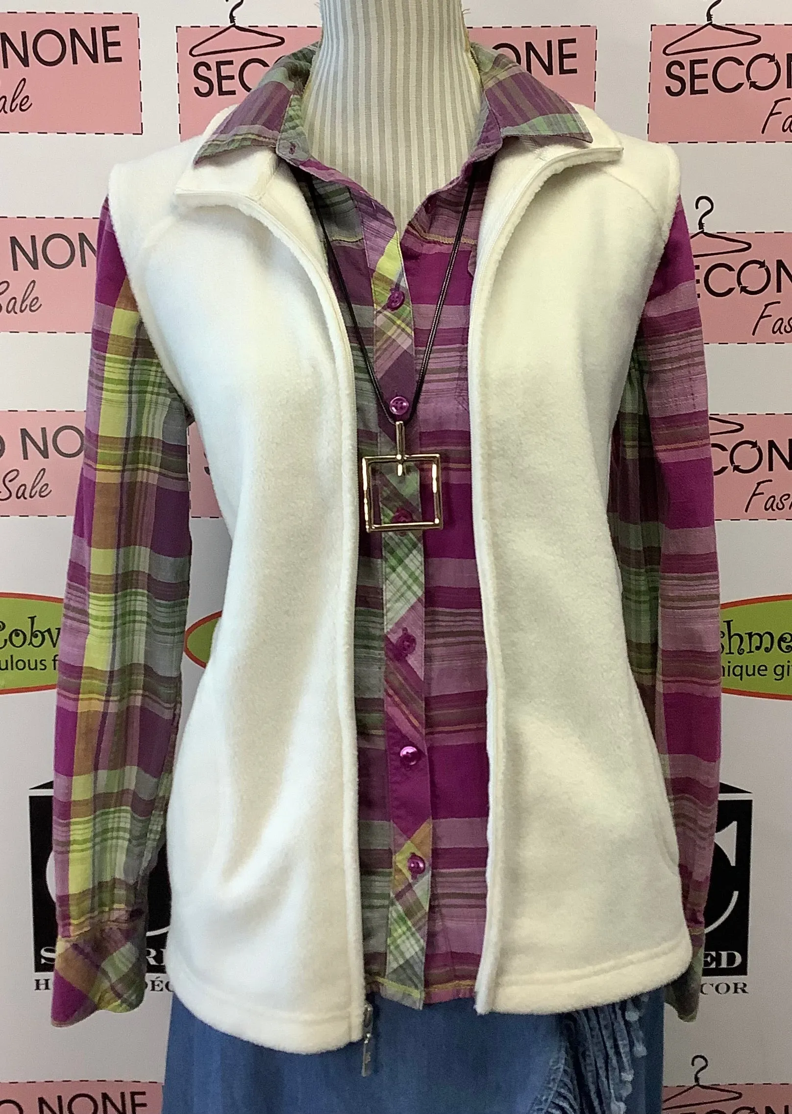 Columbia Pink Plaid Top (M)