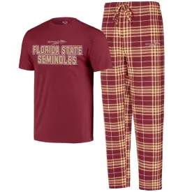 Comcept Sports Men's Florida State Seminoles/Spear Logo T-shirt and Flannel Pant Sleep Set - Garnet/Gold