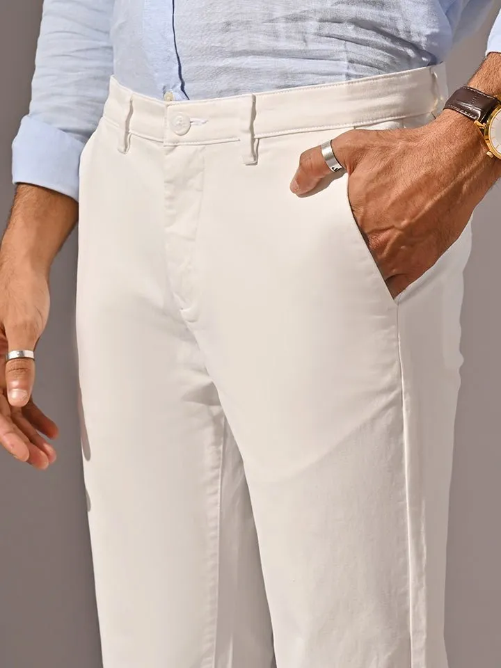 Comfort Fit Stretch Cotton White Chinos - Stride