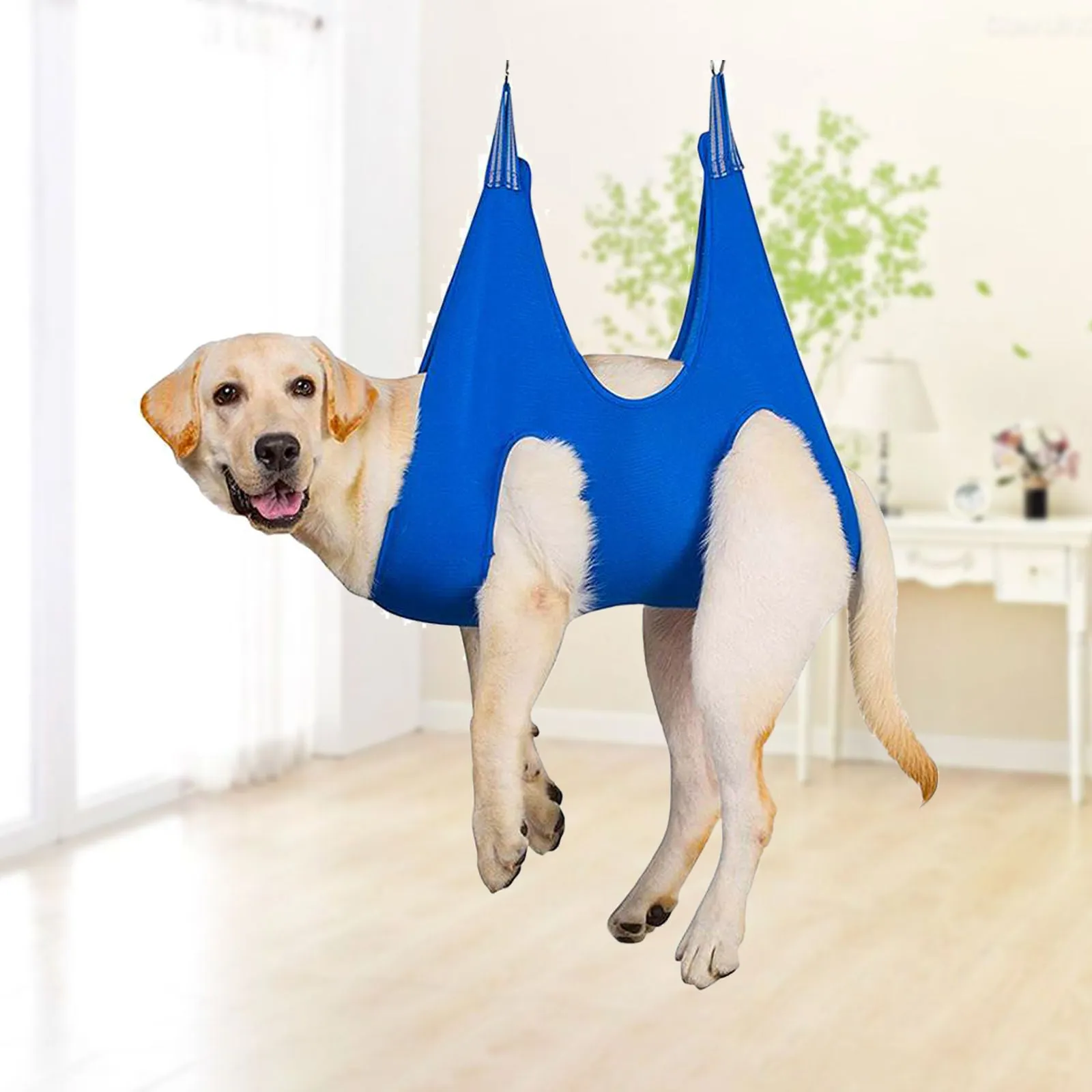 Comfortable Blue Pet Grooming Hammock for Medium Dogs and Cats