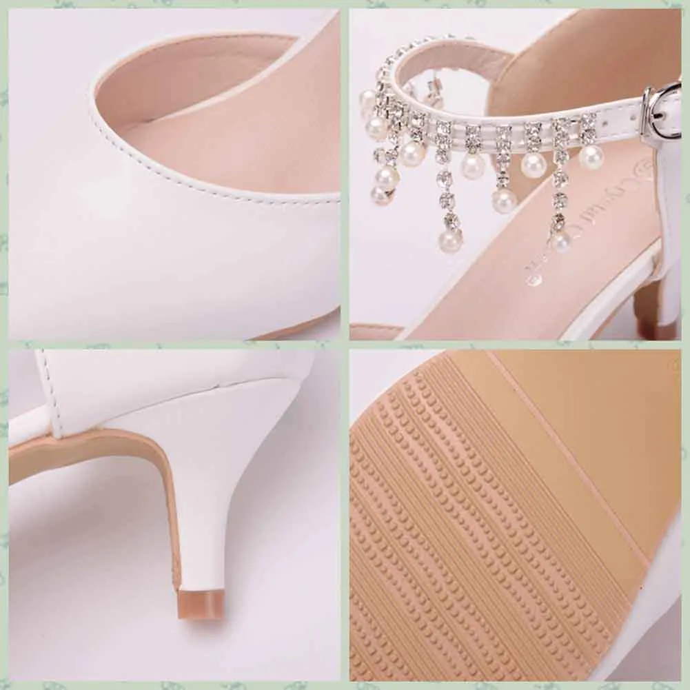 Comfortable wedding shoes for bride Mary Jane White Low Heels Shoes