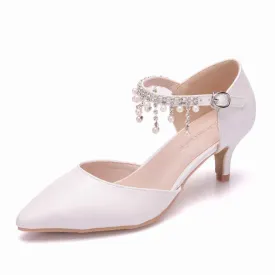 Comfortable wedding shoes for bride Mary Jane White Low Heels Shoes