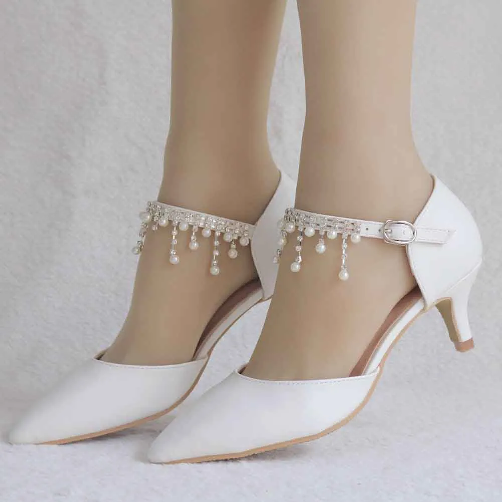 Comfortable wedding shoes for bride Mary Jane White Low Heels Shoes