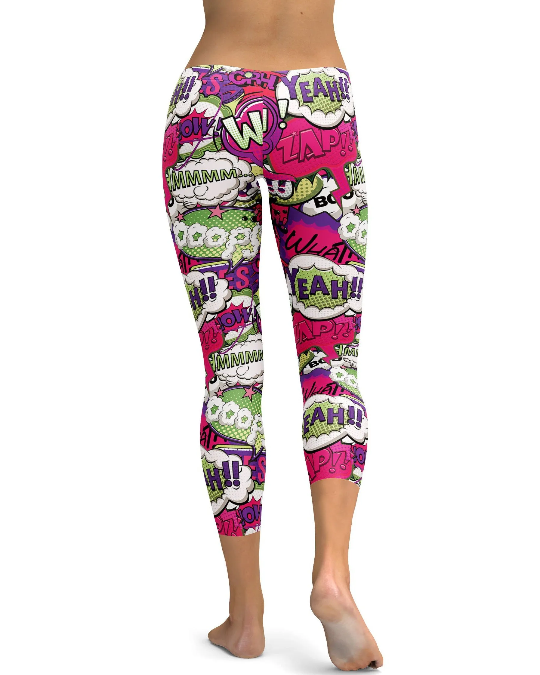 Comic Book Bubbles Pink Capris