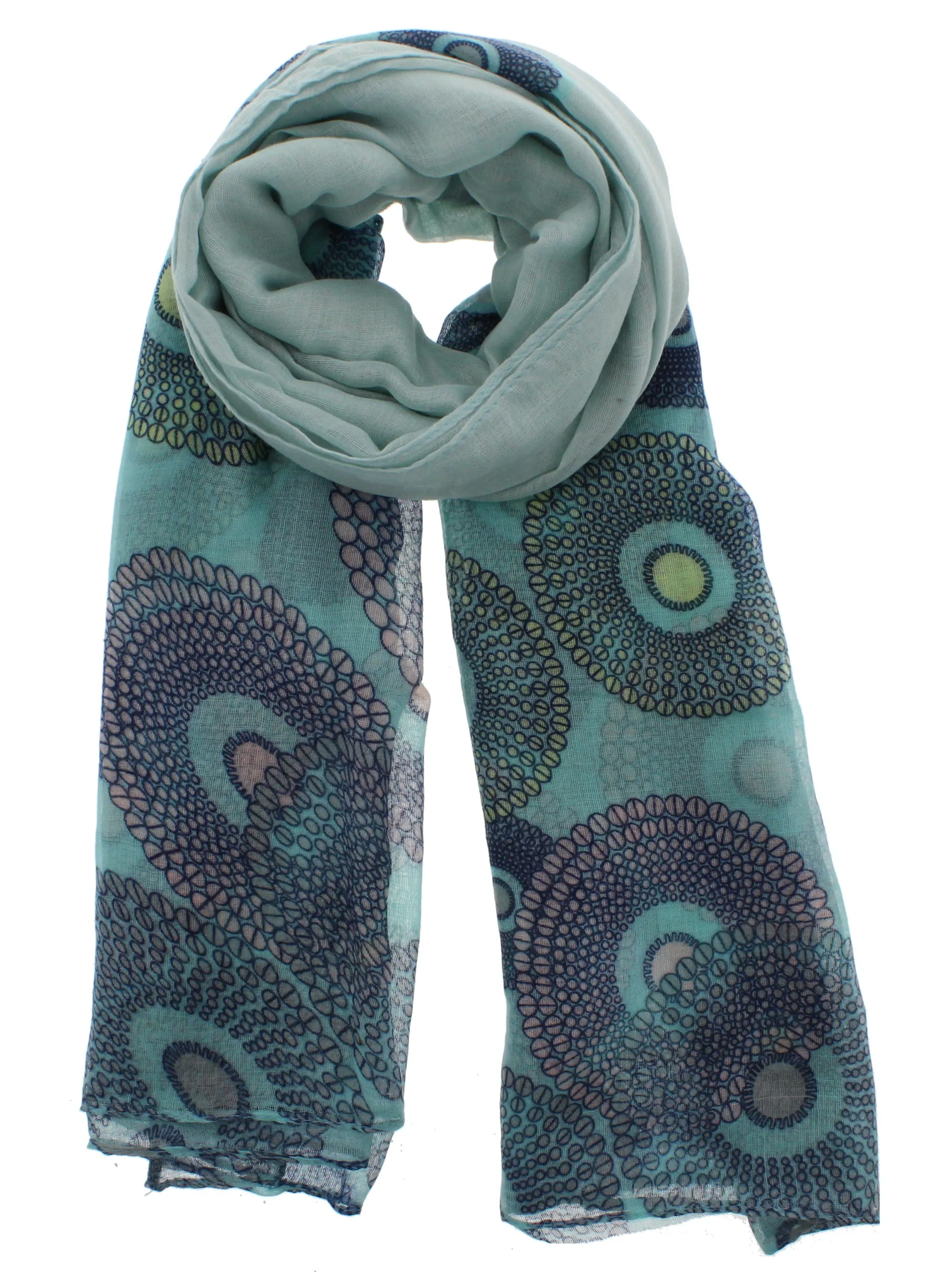 Concentric Circle Print on Baby Blue Scarf