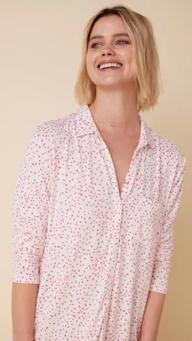 Confetti Dot Pima Knit Night Shirt - Raspberry