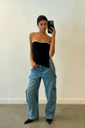 CONTRAST TRIM ASYMMETRICAL TUBE TOP