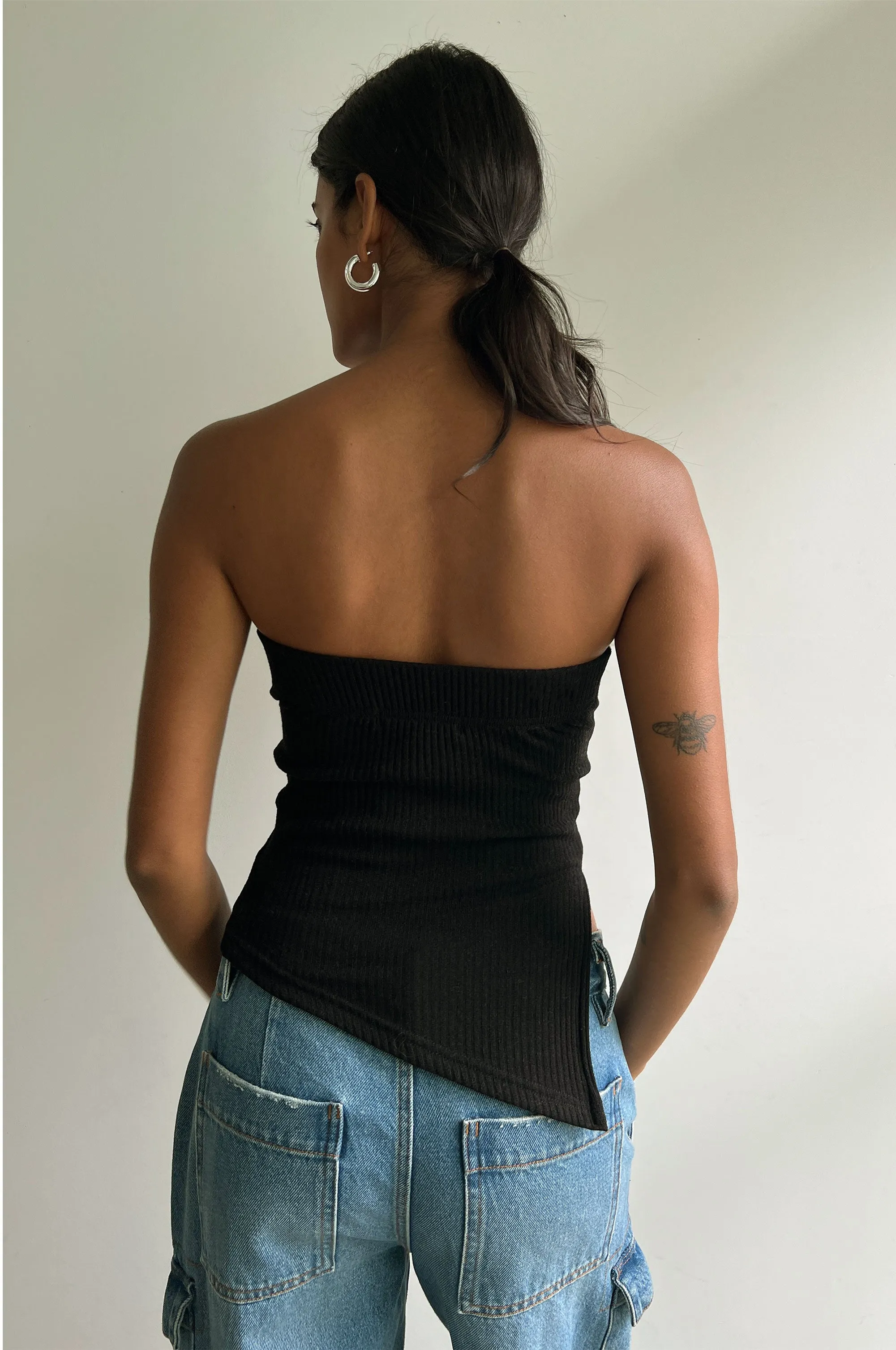 CONTRAST TRIM ASYMMETRICAL TUBE TOP