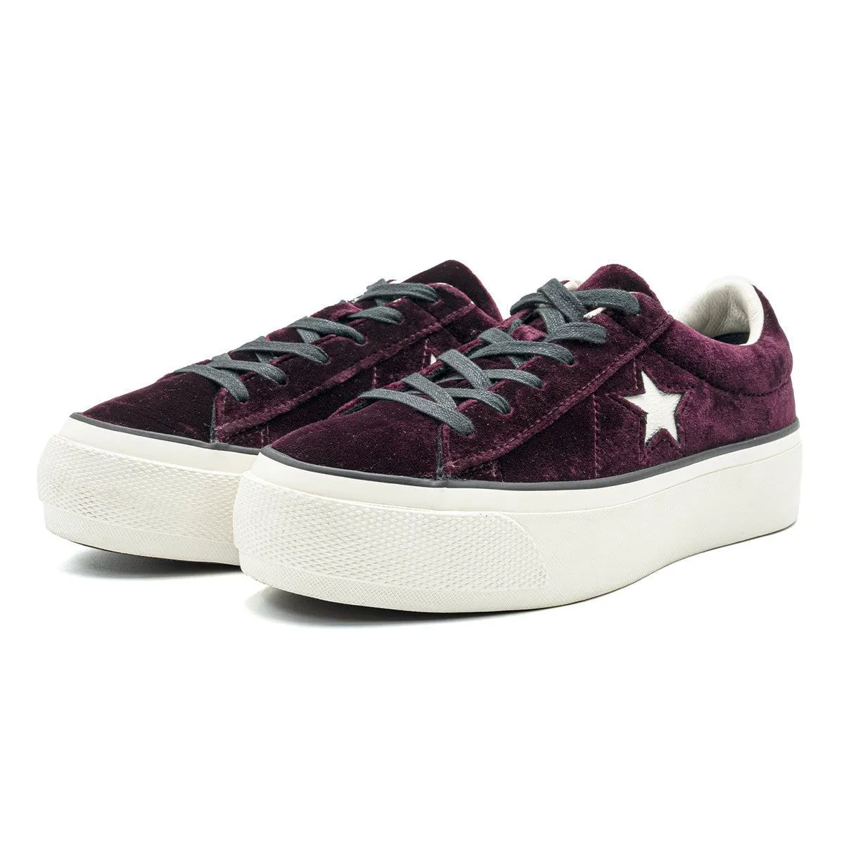 Converse One Star Ox Sangria Platform Low-Top Sneakers Velvet Purple Colour For Women