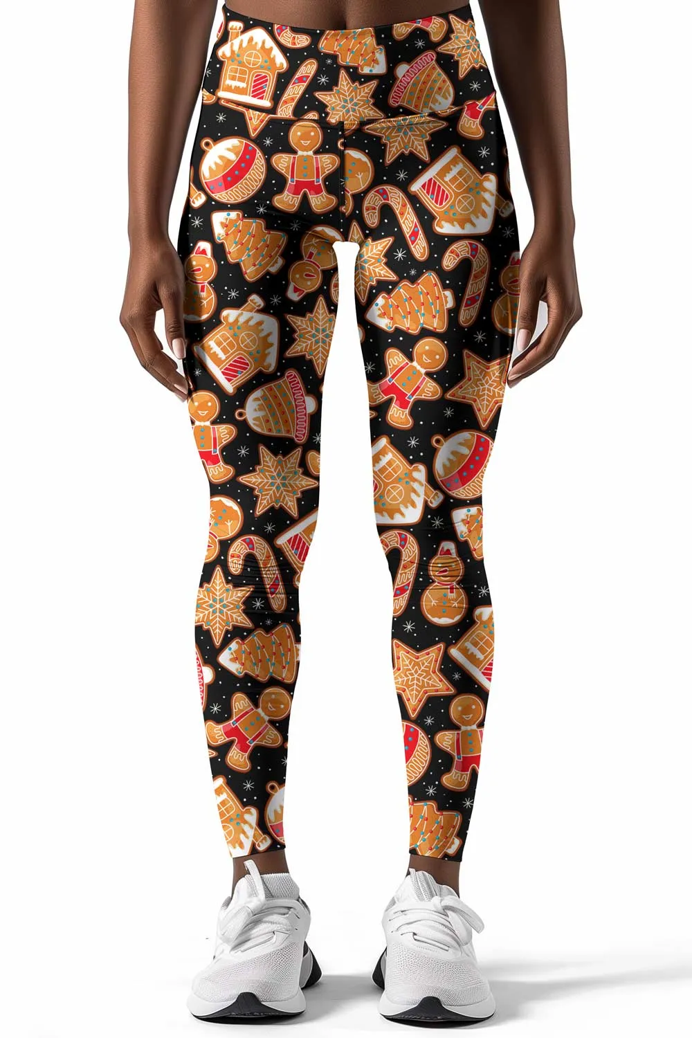 Cookie Time Lucy Black Christmas Print Leggings Yoga Pants - Women