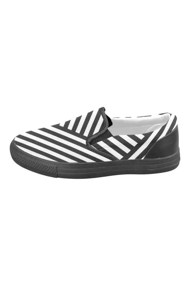 Cool Stripes Men's Unusual Slip-on Canvas Shoes (Model 019)