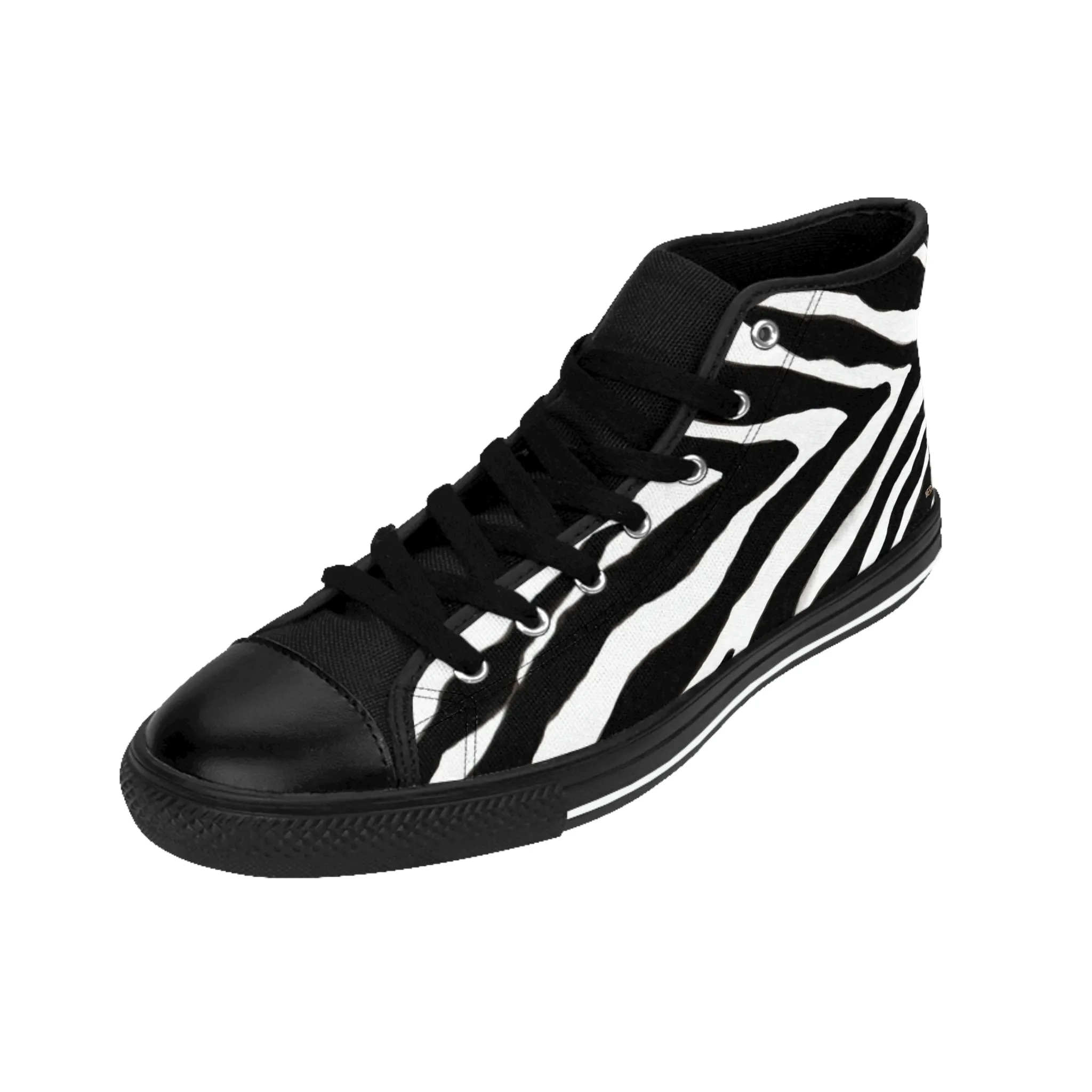 Cool Zebra Women's Sneakers, Striped Animal Print Designer High-top Fashion Tennis Shoes