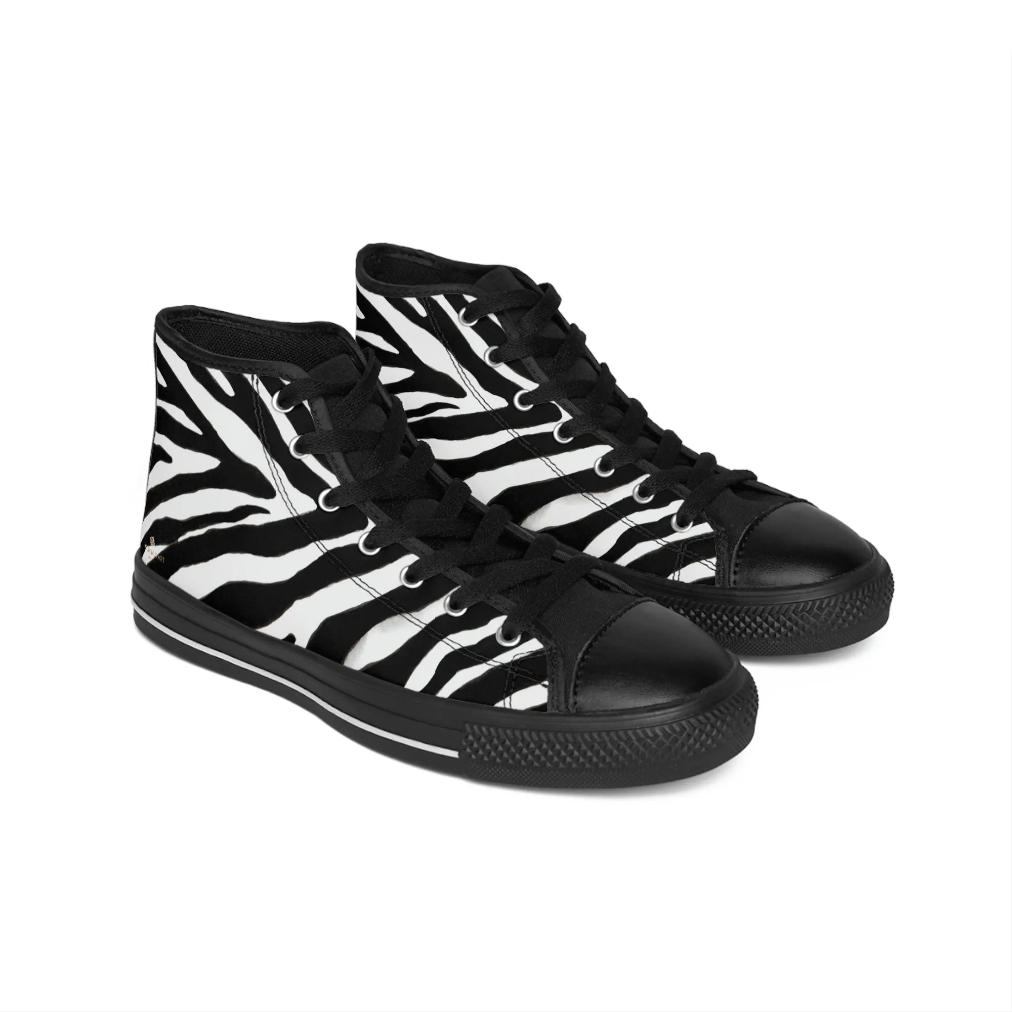 Cool Zebra Women's Sneakers, Striped Animal Print Designer High-top Fashion Tennis Shoes