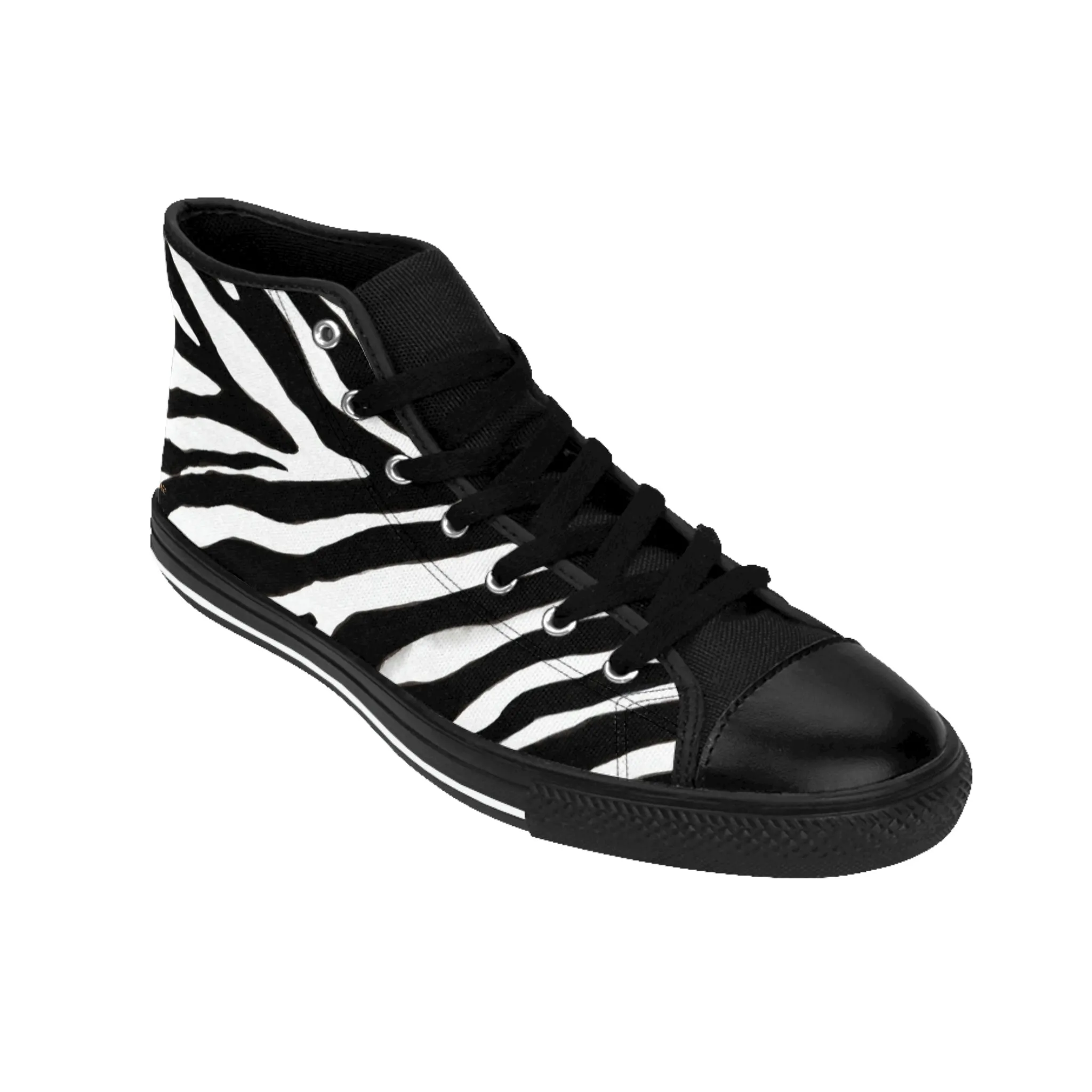 Cool Zebra Women's Sneakers, Striped Animal Print Designer High-top Fashion Tennis Shoes