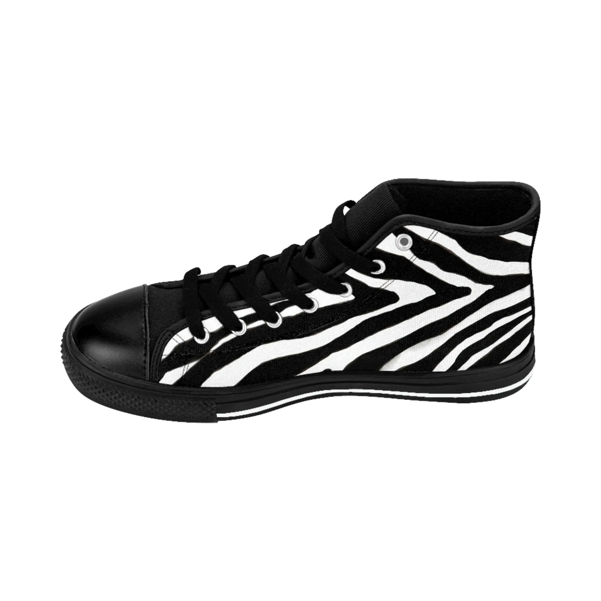 Cool Zebra Women's Sneakers, Striped Animal Print Designer High-top Fashion Tennis Shoes