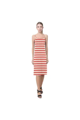 Coral Orange Mini Stripes Alcestis Slip Dress (Model D05)