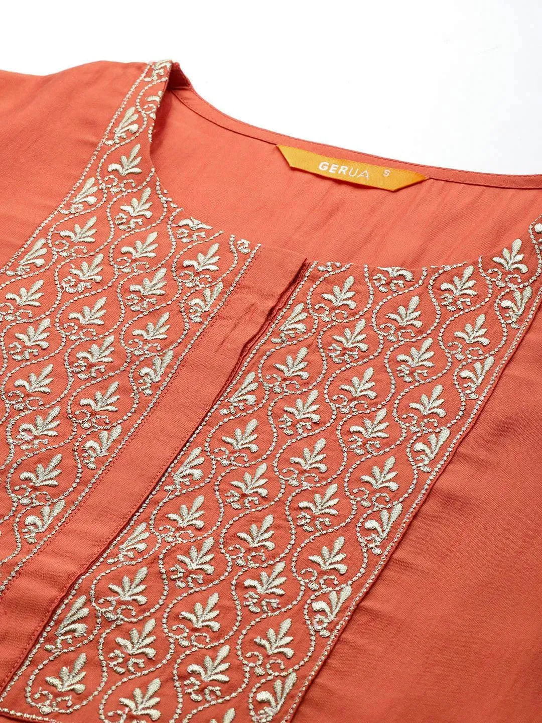 Coral Solid Silk Blend Straight Suit With Dupatta