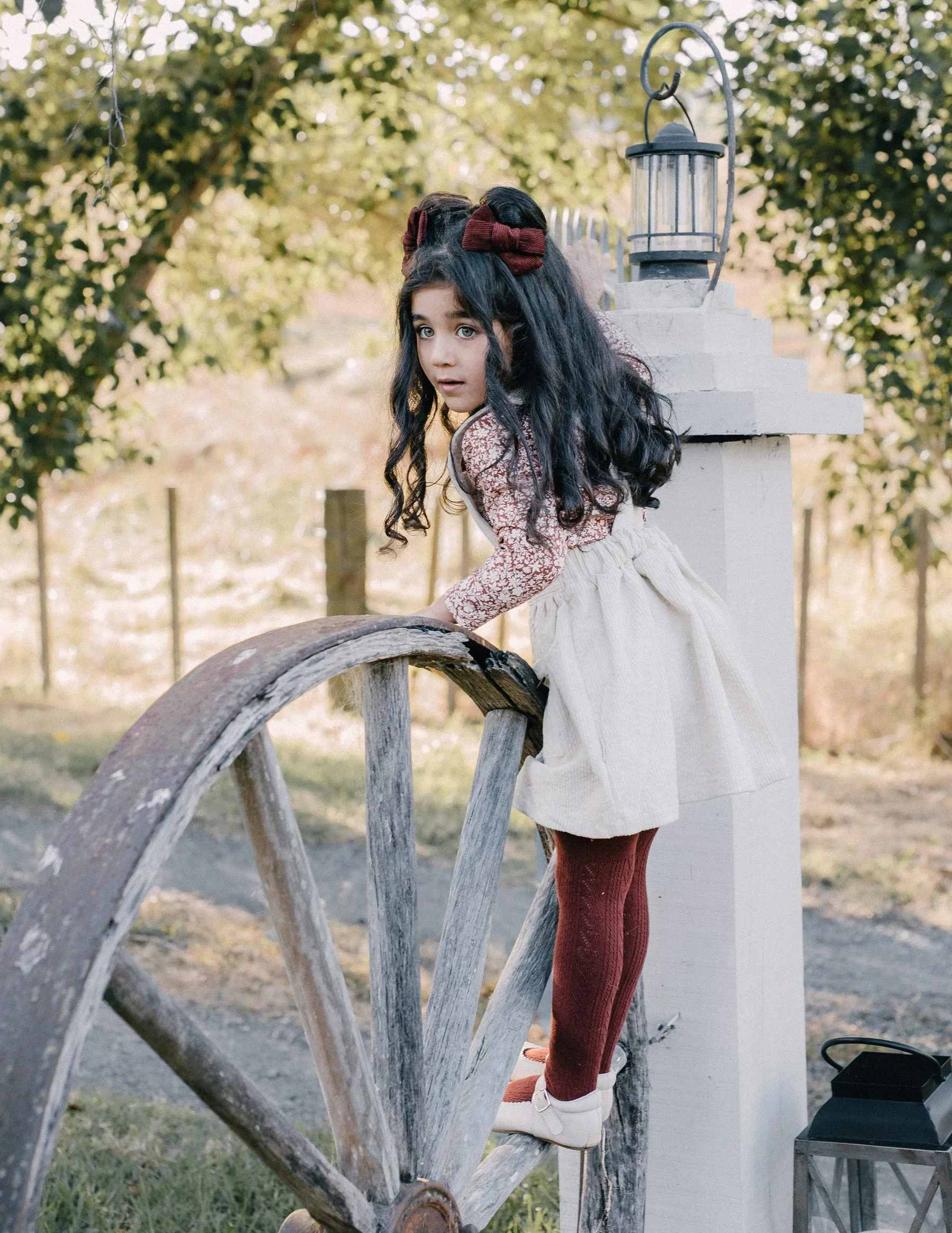 Corduroy Pinwheel Bow - Garnet