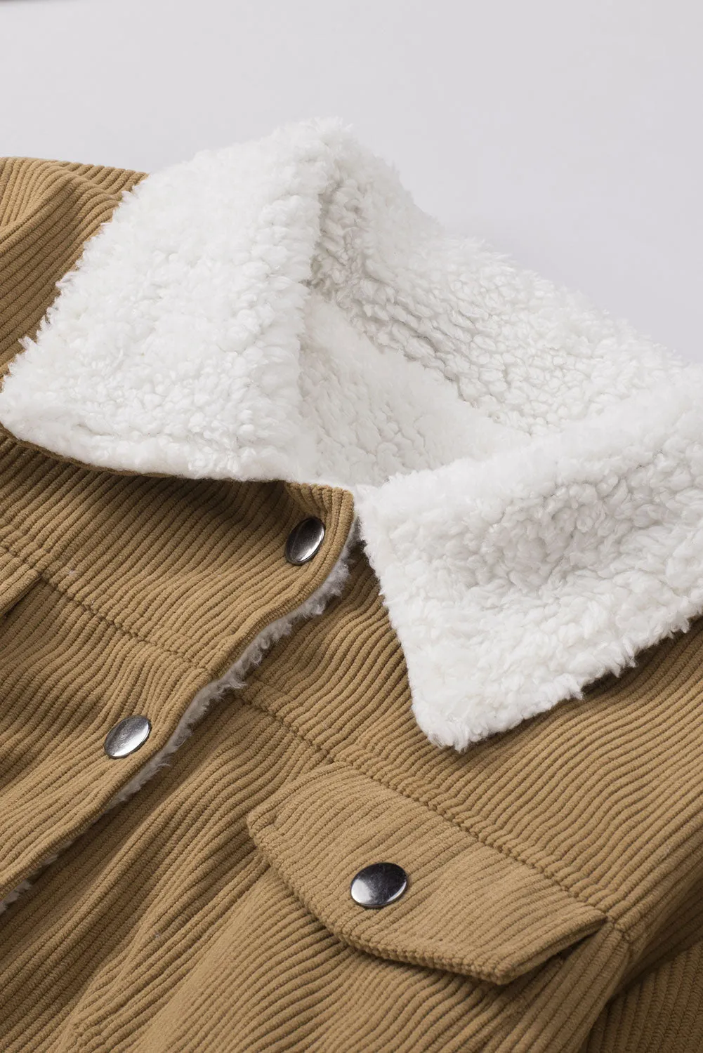 Corduroy Sherpa Snap Button Flap Jacket