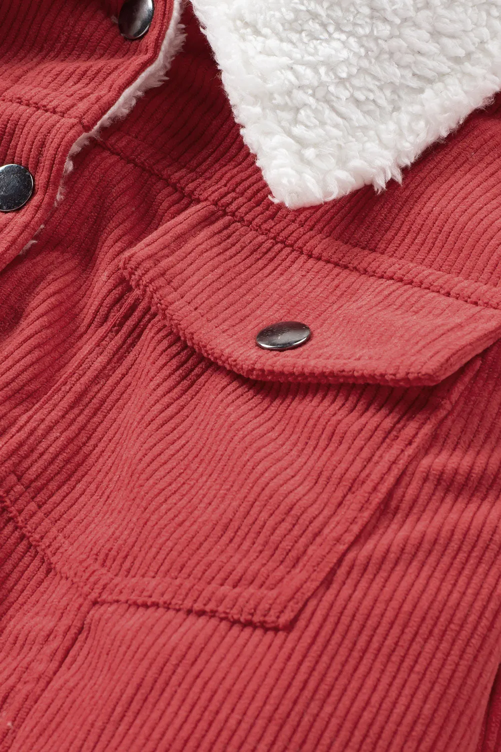 Corduroy Sherpa Snap Button Flap Jacket