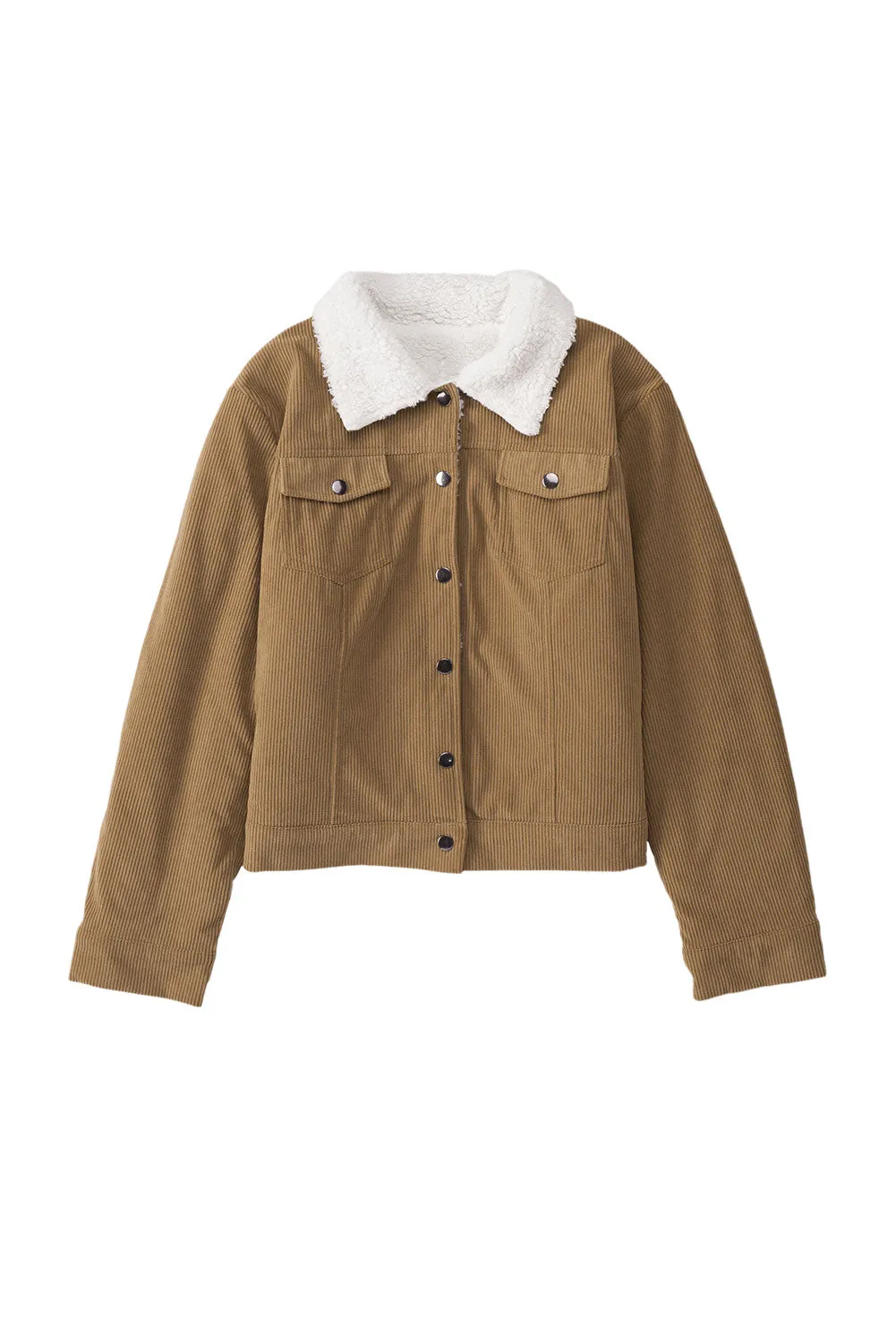 Corduroy Sherpa Snap Button Flap Jacket