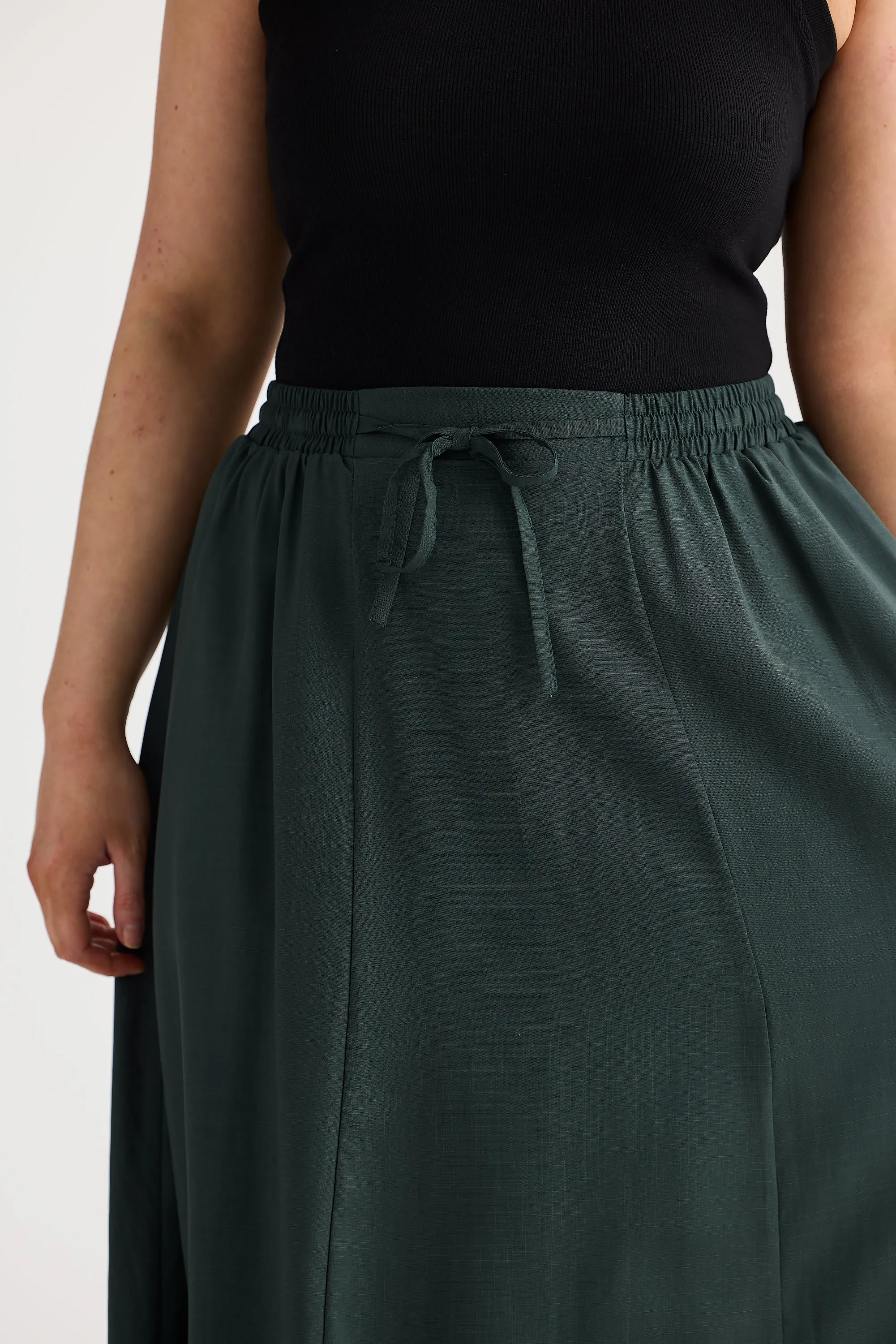 Core Drawstring Midi Skirt - Pine Green