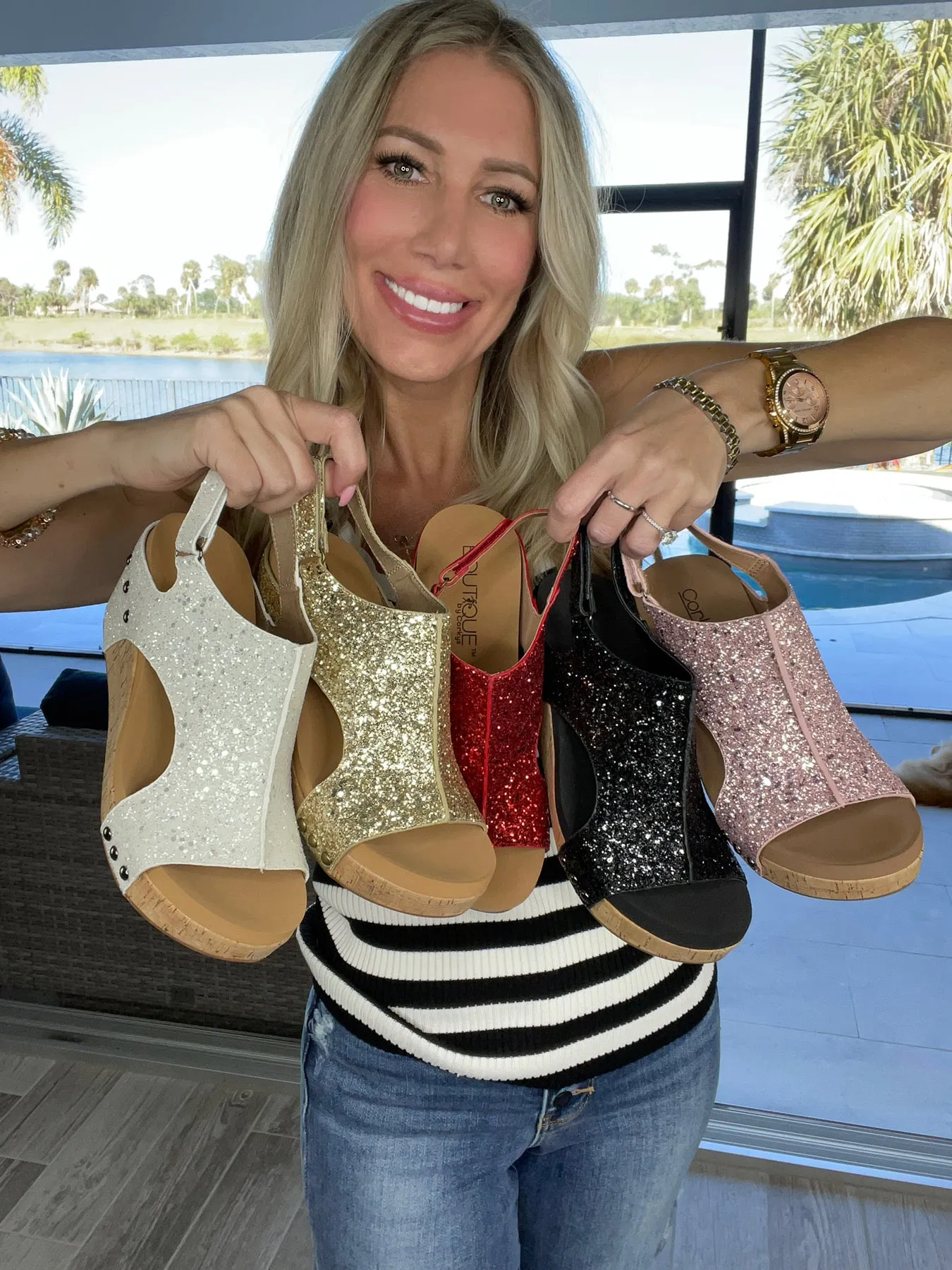 Corkys Glitter Carley Wedges