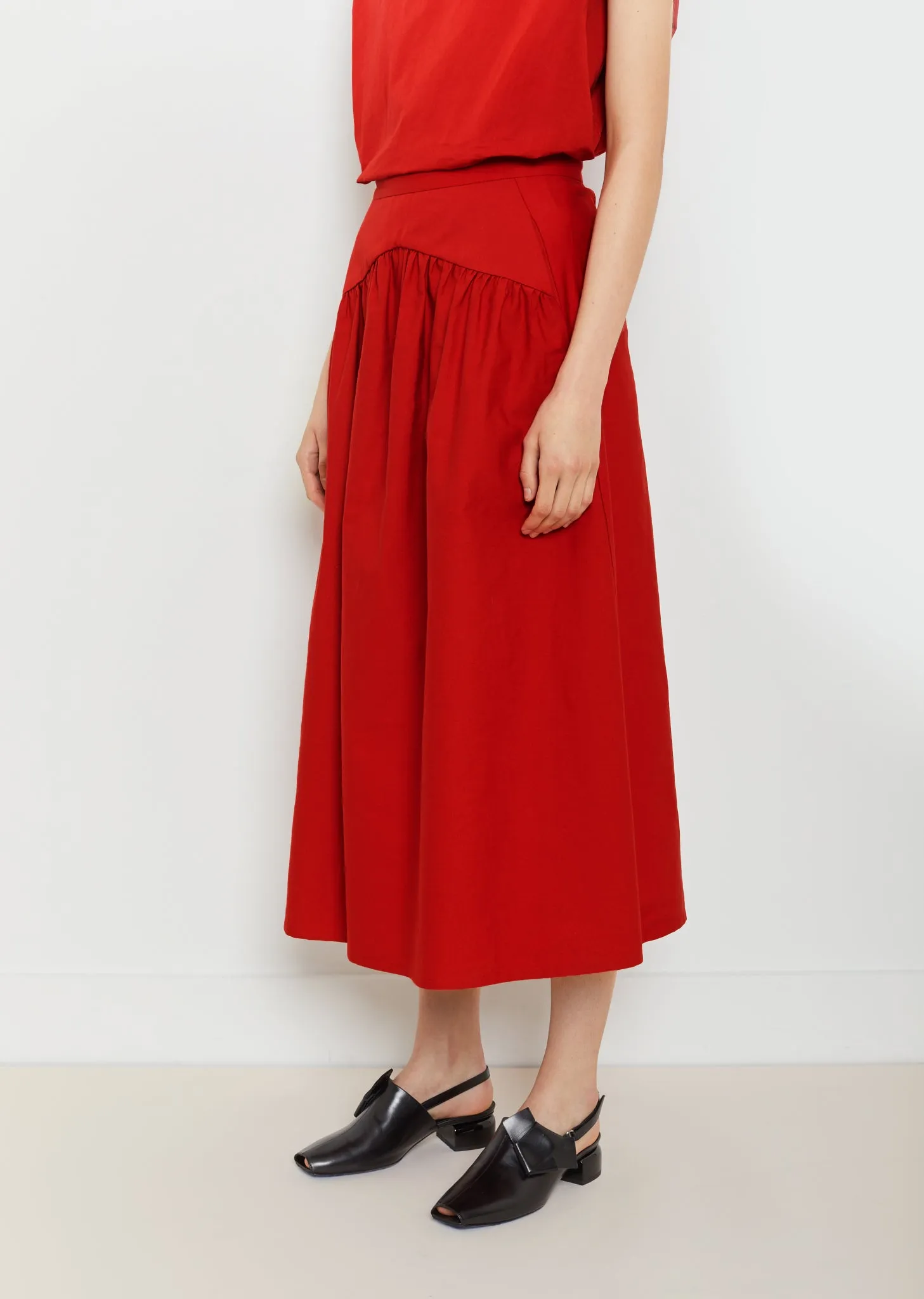 Cotton Blend Midi Skirt