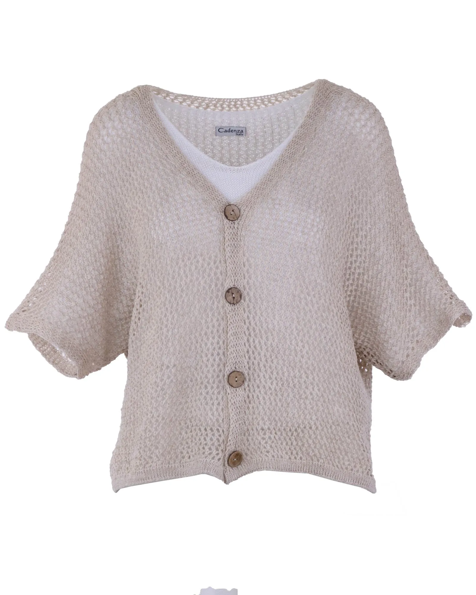 Cotton Blend Open Knit Cardi