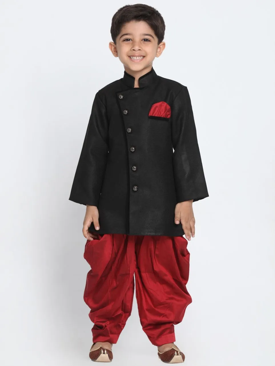 Cotton Blend Sherwani Set With Dhoti Pant for Boys - Vastramay Boys