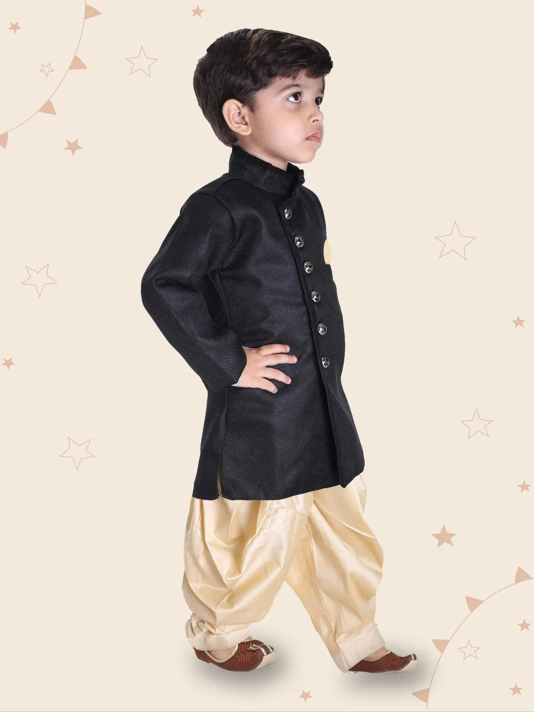 Cotton Blend Sherwani Set With Dhoti Pant for Boys - Vastramay Boys