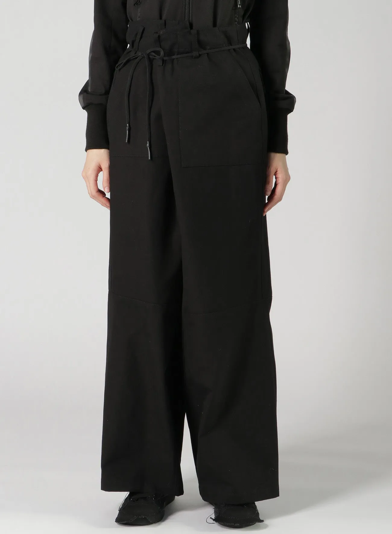 COTTON CANVAS WIDE LEG PANEL PANTS