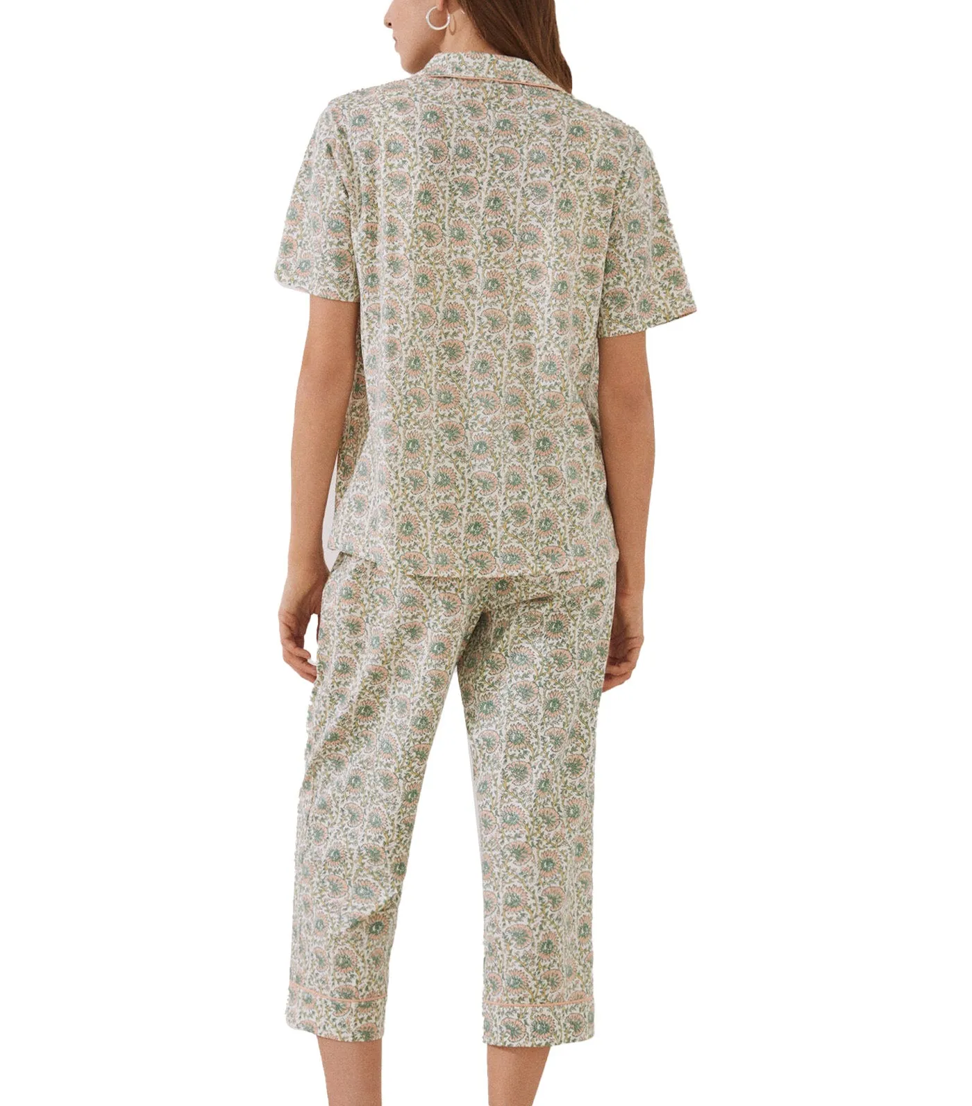 Cotton Capri Classic Pajamas Set Green